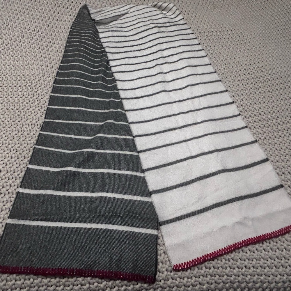 Lands' End Gray and White Striped Scarf